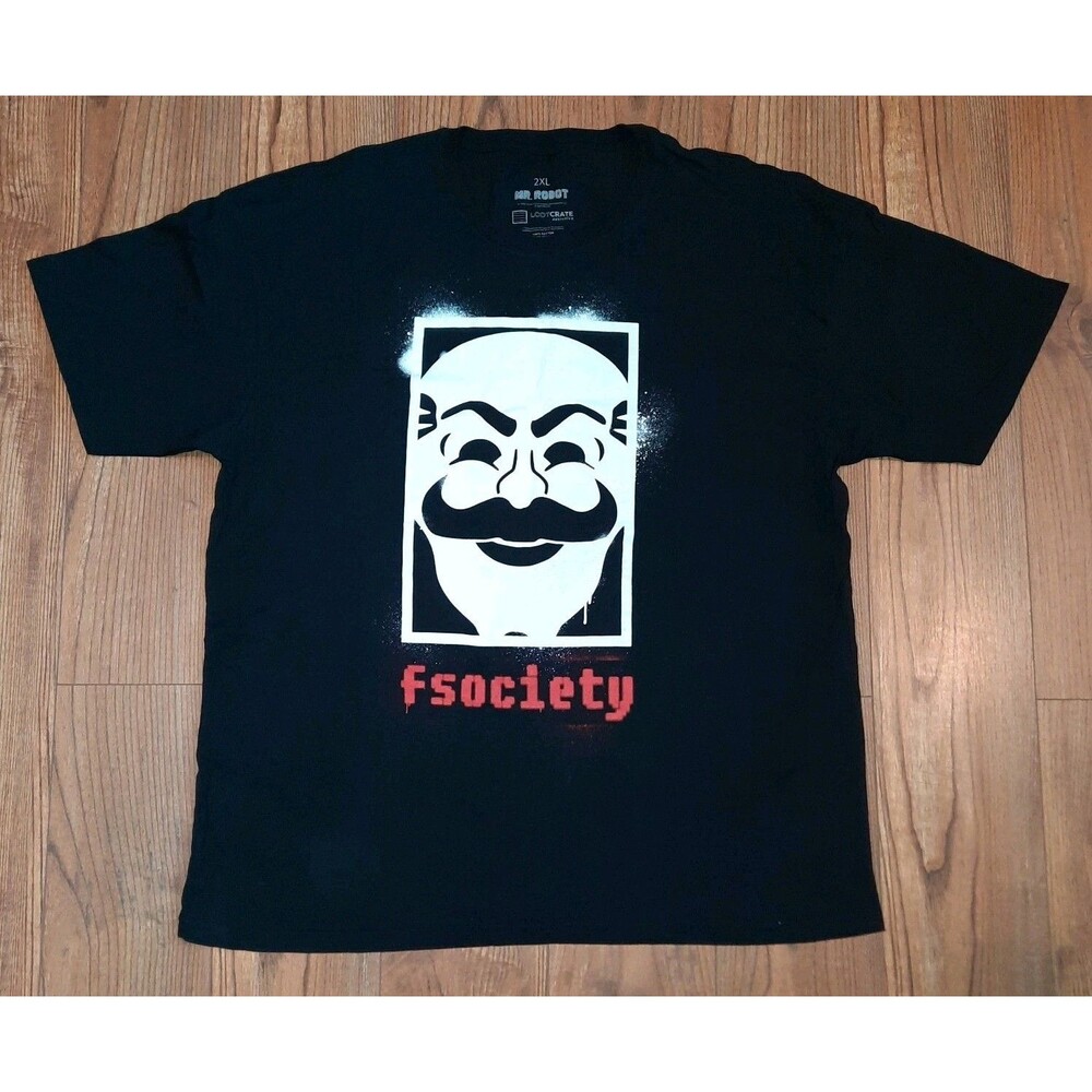 Lootcrate Exclusive iRobot Fsociety Black T-Shirt Men 2XL - New Without Tags